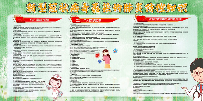 清爽绿色校园开学防疫工作展板psd模版下载