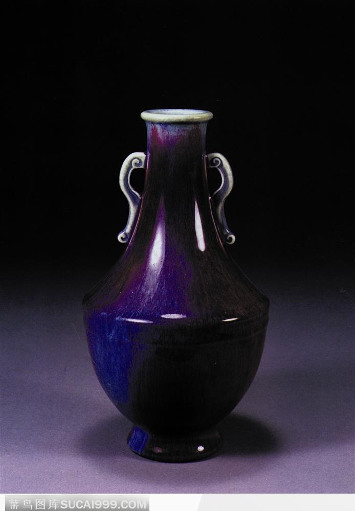 中华传统瓷器-深蓝色花瓶