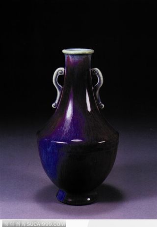 中华传统瓷器-深蓝色花瓶