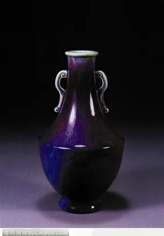 中华传统瓷器-深蓝色花瓶