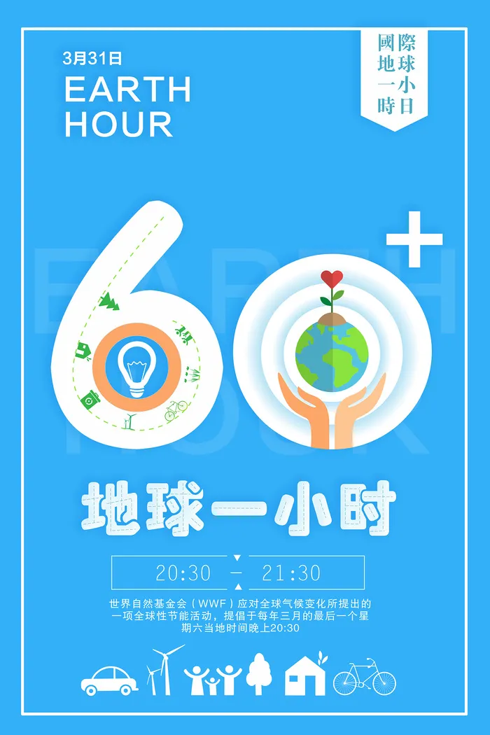 创意清新环保地球一小时环保宣传海报