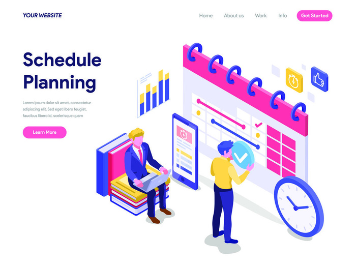 扁平化人物场景办公互联网等距ai矢量设计网页海报UI素材插画