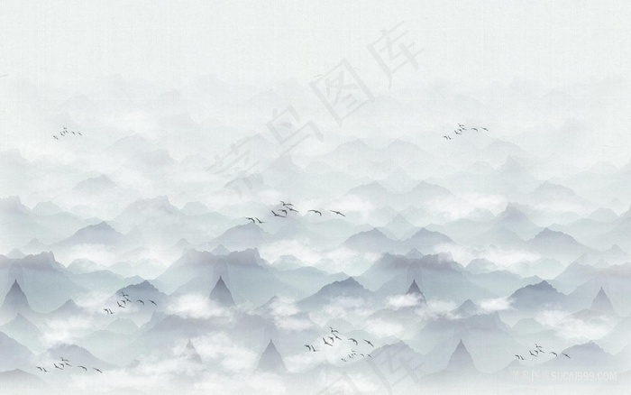 水墨山脉时尚艺术风景画