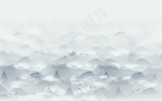 水墨山脉时尚艺术风景画