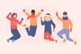 冬天服饰服装冬装穿冬装保暖冬季卡通人物男女装Ai矢量图片素材