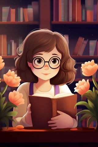 戴眼镜教师书籍鲜花暗黄色背景