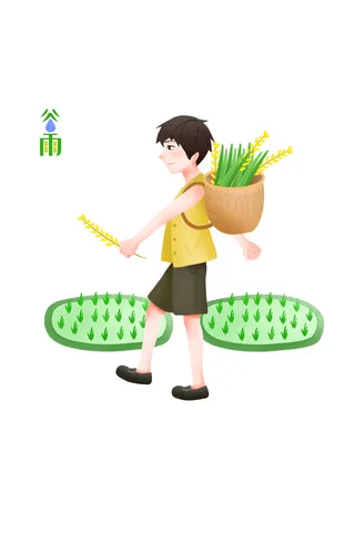 二十四节气谷雨创意场景插画