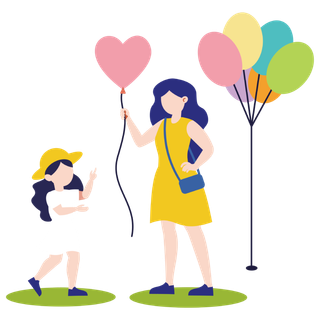 卖气球场景小女孩买气球气球矢量插图