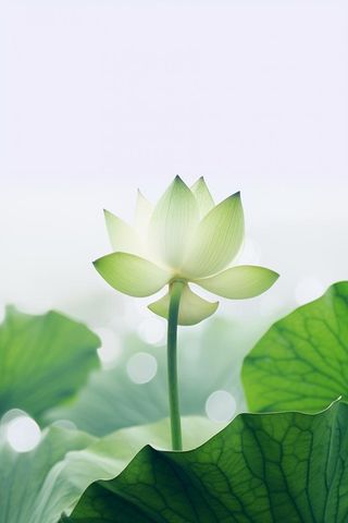 简约摄影清新荷花白绿色背景