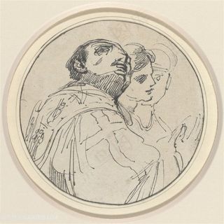 素描男士肖像装饰画手绘插画