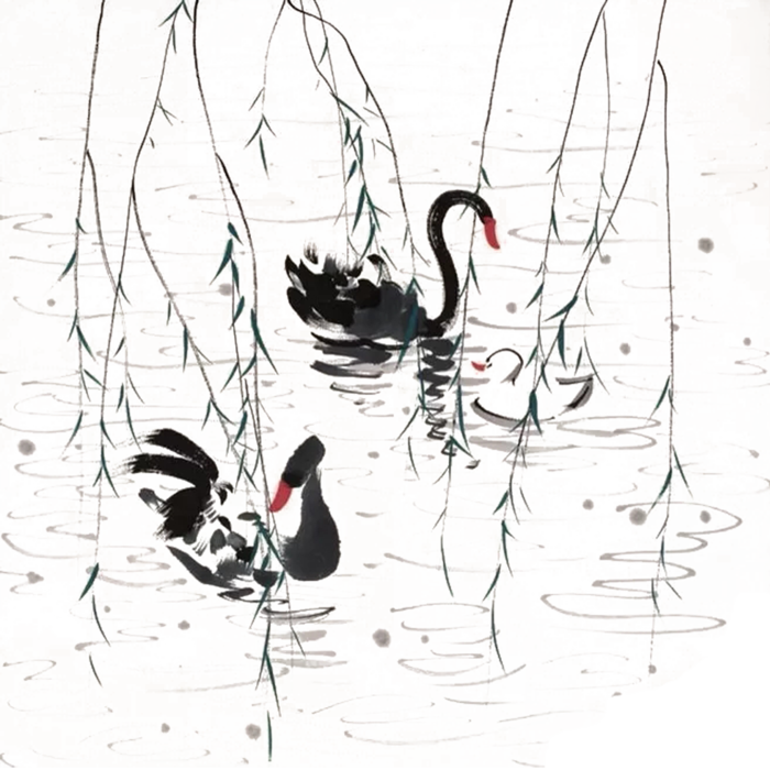 春天绿色春季水墨柳树柳条柳叶春季海报设计PNG免扣素材