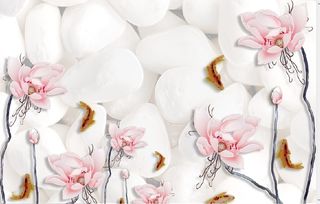 雕塑花卉鱼群背景墙