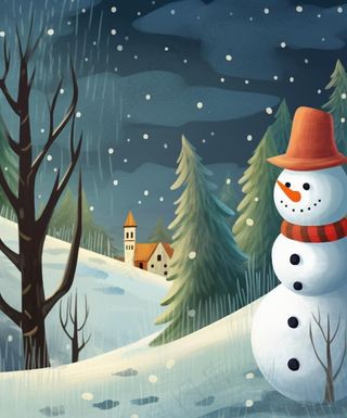 可爱森林雪人插画背景