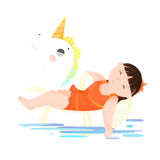 游泳消暑的女孩