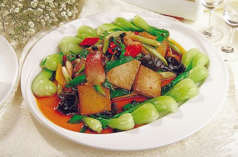 3099蒜苗腊肉煎老豆腐