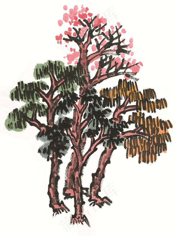 树木国画欣赏jpg素材