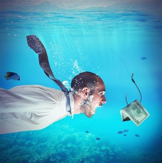 被金钱诱惑掉进海的商务男人高清图片创意图片