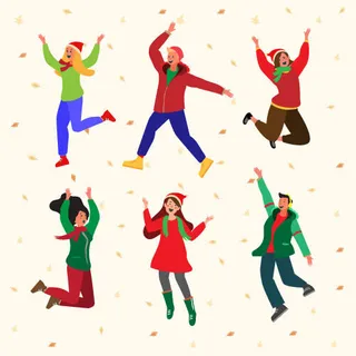 冬天服饰服装冬装穿冬装保暖冬季卡通人物男女装Ai矢量图片素材