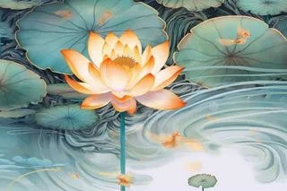 中国风精致荷花大气背景