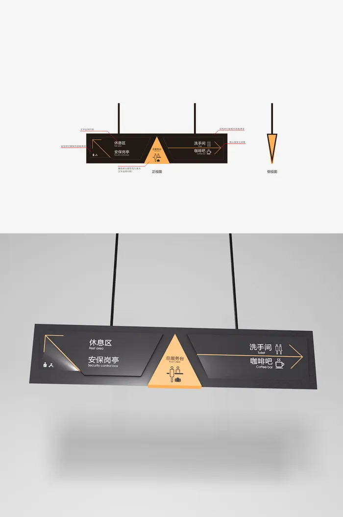 园区区域吊牌园区指引吊牌导视牌cdr矢量模版下载