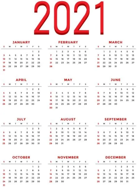 2021 年日历 PNG免抠(440x600)