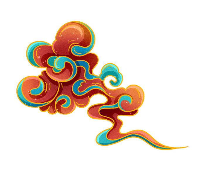 中国风中式国潮敦煌云纹祥云插画图案云朵云彩元素PSDAI设计素材