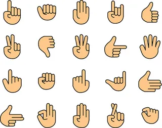 矢量手绘手势图标