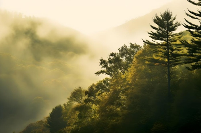 丛林树木黄色意境背景(3600x2400)