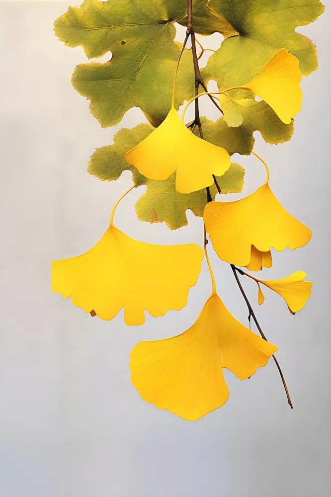 秋叶黄色树枝虚化背景(2400x3600)