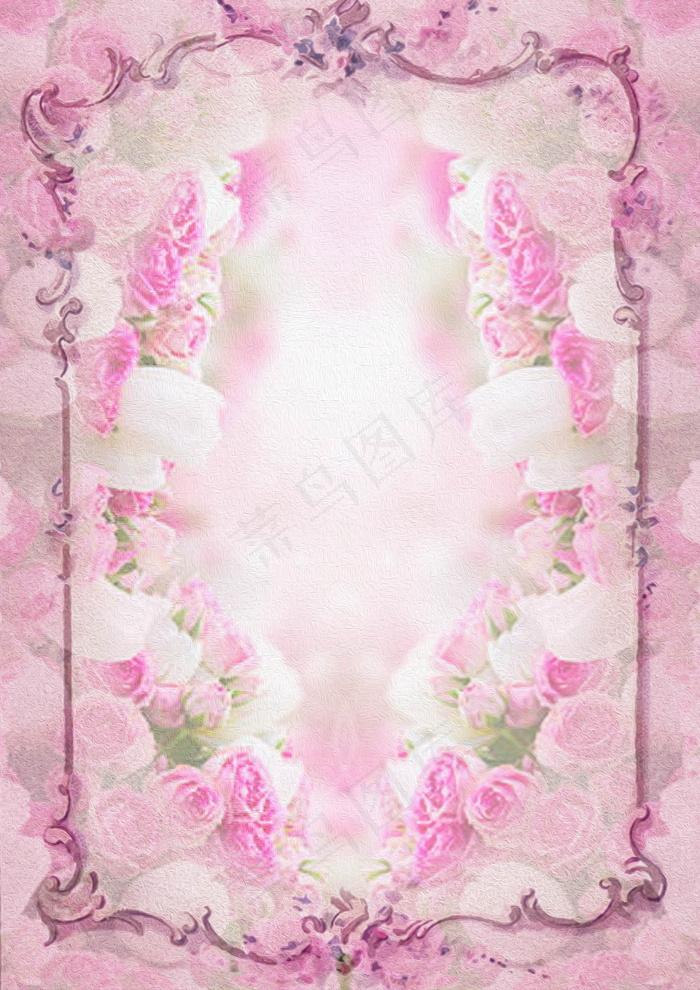 粉色玫瑰背景花框图片