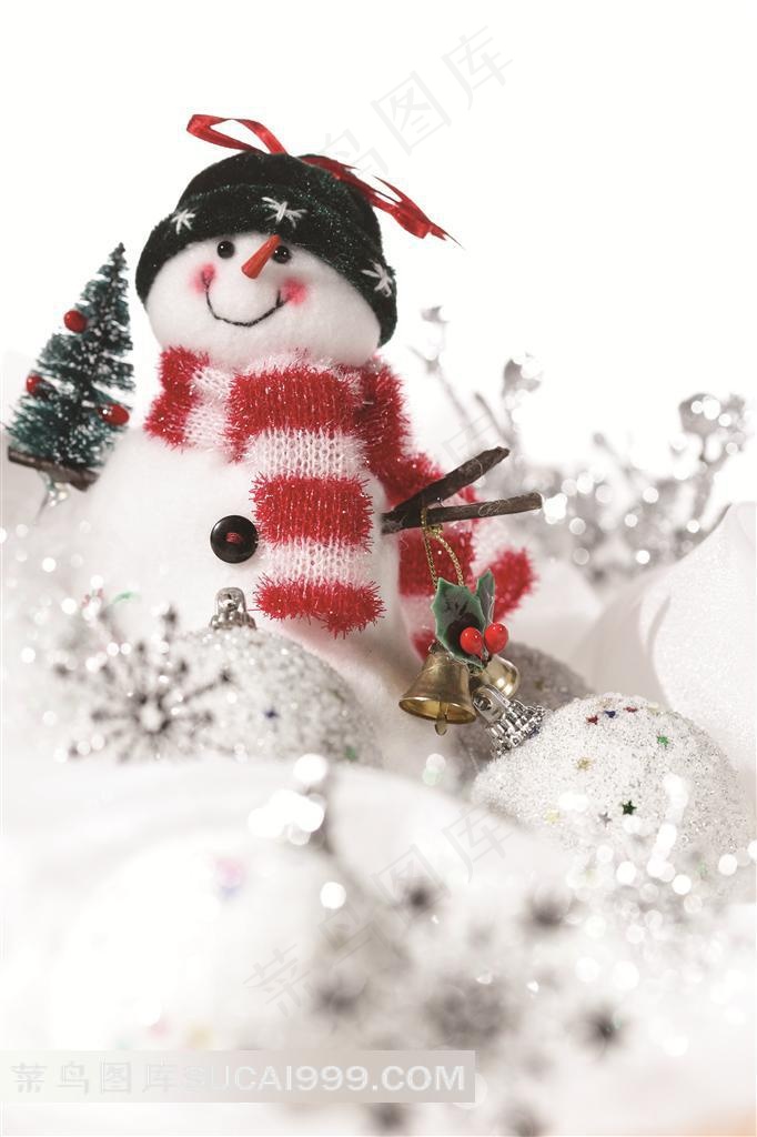 圣诞节耶诞节元素 圣诞树挂饰彩球上的雪人挂饰