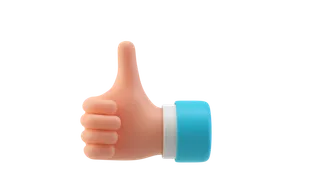 蓝色可爱点赞竖起拇指3d立体手势