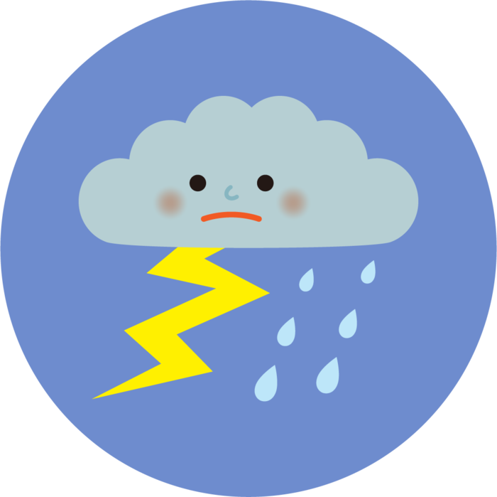 卡通风云朵闪电下雨
