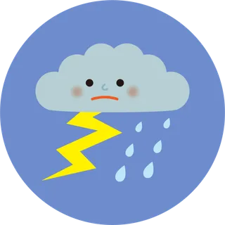 卡通风云朵闪电下雨