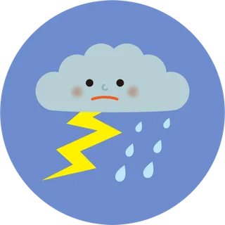 卡通风云朵闪电下雨