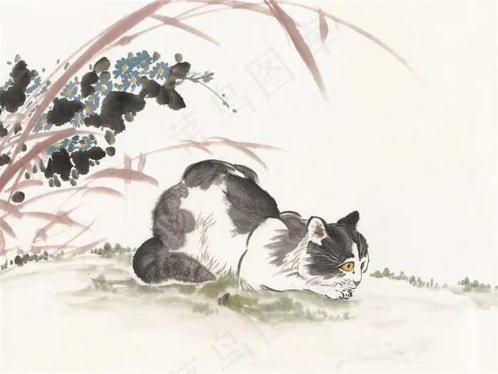 水墨猫绘画jpg素材