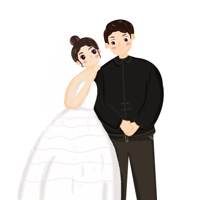 婚纱卡通人物婚礼白纱结婚婚纱摄影手绘