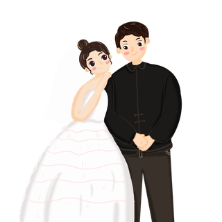 婚纱卡通人物婚礼白纱结婚婚纱摄影手绘