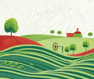 春天卡通蜡笔线性风格