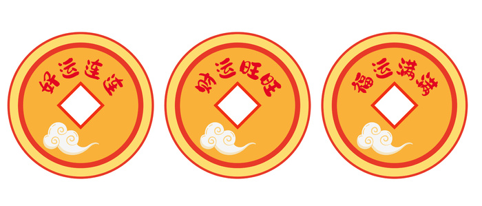 铜钱好运连连ai矢量模版下载