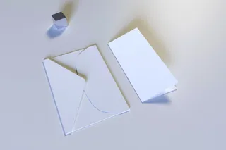 白色信封跟信纸的样机模板背景