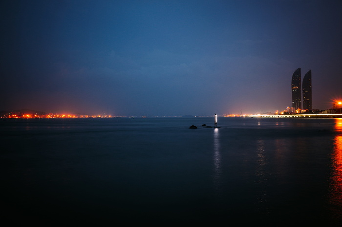 高清唯美城市夜景海边夜景