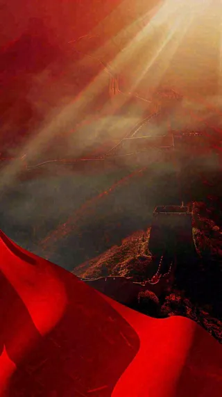 雄伟长城大气红色灯光