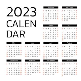 2023年日历白色背景