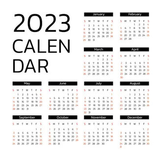 2023年日历白色背景