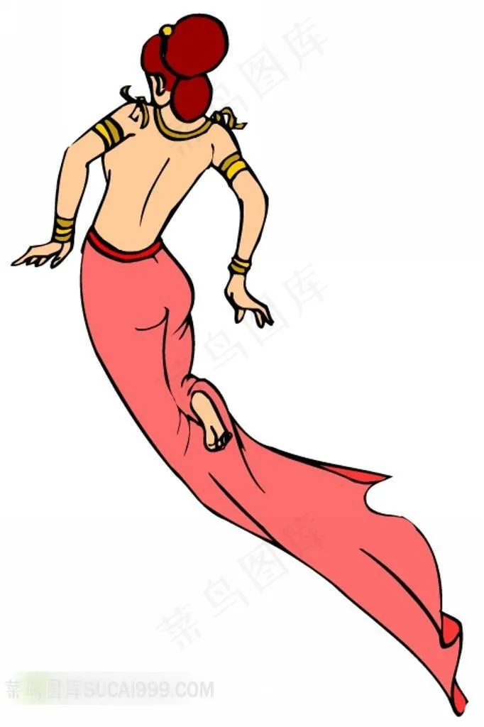 手绘飞天插画素材