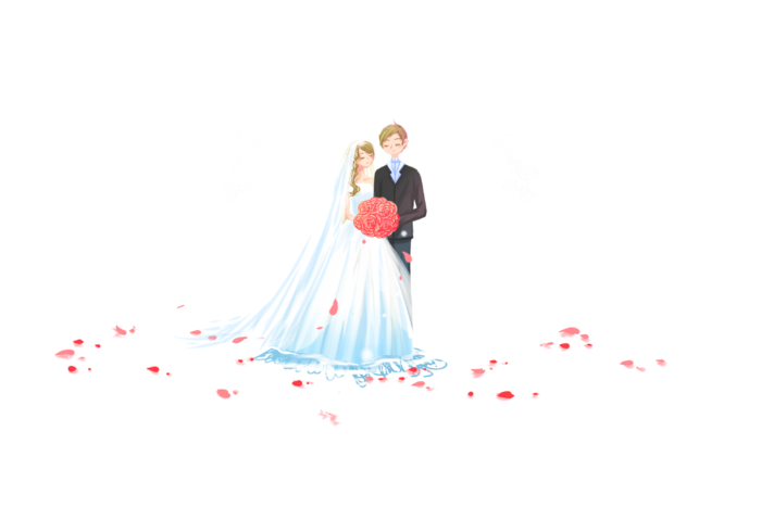 婚纱卡通人物婚礼白纱结婚婚纱摄影手绘
