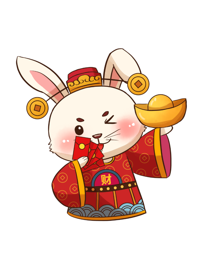 2023新年财神爷兔设计元素免扣