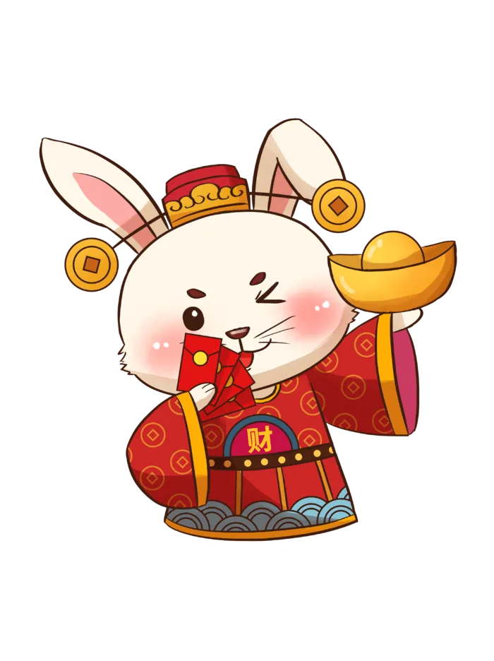 2023新年财神爷兔设计元素免扣