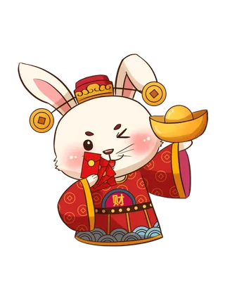 2023新年财神爷兔设计元素免扣